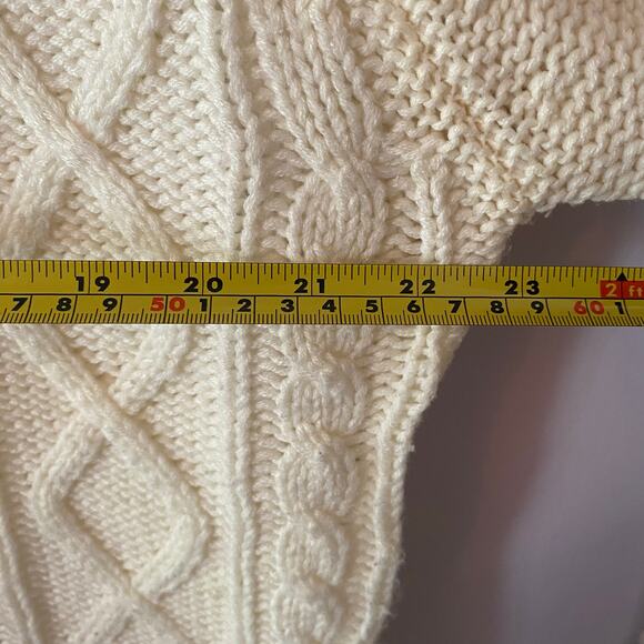 Jockey Sportswear Men's size Medium White Cream Cableknit Fishermen Sweater - Picture 8 of 9